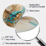 Gold Blue Transcendent Liquid Ink II - Asymmetric Metal Wall Clock