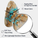 Gold Blue Transcendent Liquid Ink II - Asymmetric Metal Wall Clock