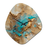Gold Blue Transcendent Liquid Ink II - Asymmetric Metal Wall Clock