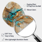 Gold Blue Transcendent Liquid Ink II - Asymmetric Metal Wall Clock