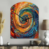 Yellow Orange Transcendent Liquid Ink - Asymmetric Metal Wall Clock