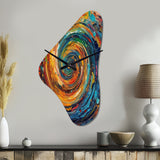 Yellow Orange Transcendent Liquid Ink - Asymmetric Metal Wall Clock