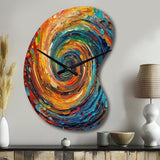 Yellow Orange Transcendent Liquid Ink - Asymmetric Metal Wall Clock