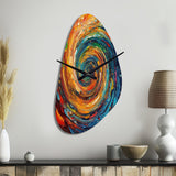 Yellow Orange Transcendent Liquid Ink - Asymmetric Metal Wall Clock