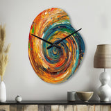 Yellow Orange Transcendent Liquid Ink - Asymmetric Metal Wall Clock
