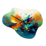 Orange Blue Transcendent Liquid Ink II - Asymmetric Metal Wall Clock