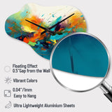 Orange Blue Transcendent Liquid Ink II - Asymmetric Metal Wall Clock