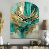 Gold And Green Unveiling The Energy IV - Asymmetric Metal Wall Clock