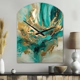 Gold And Green Unveiling The Energy IV - Asymmetric Metal Wall Clock