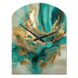 Gold And Green Unveiling The Energy IV - Asymmetric Metal Wall Clock