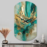 Gold And Green Unveiling The Energy IV - Asymmetric Metal Wall Clock
