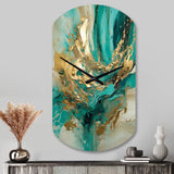 Gold And Green Unveiling The Energy IV - Asymmetric Metal Wall Clock