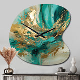 Gold And Green Unveiling The Energy IV - Asymmetric Metal Wall Clock