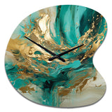 Gold And Green Unveiling The Energy IV - Asymmetric Metal Wall Clock