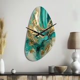 Gold And Green Unveiling The Energy IV - Asymmetric Metal Wall Clock