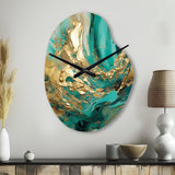 Gold And Green Unveiling The Energy IV - Asymmetric Metal Wall Clock