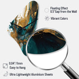 Turquoise And Gold Sculpting Space - Asymmetric Metal Wall Clock