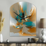 Gold And Turquoise Marble Fuild Ink I - Asymmetric Metal Wall Clock