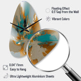 Gold And Turquoise Marble Fuild Ink I - Asymmetric Metal Wall Clock