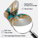 Yellow And Turquoise Marble Fuild Ink - Asymmetric Metal Wall Clock