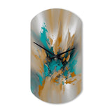Yellow And Turquoise Marble Fuild Ink - Asymmetric Metal Wall Clock
