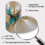 Yellow And Turquoise Marble Fuild Ink - Asymmetric Metal Wall Clock