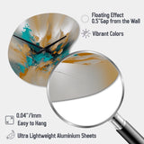 Yellow And Turquoise Marble Fuild Ink - Asymmetric Metal Wall Clock