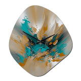 Yellow And Turquoise Marble Fuild Ink - Asymmetric Metal Wall Clock