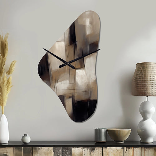 Painting Of Abstract Shapes IV - Asymmetric Metal Wall Clock
