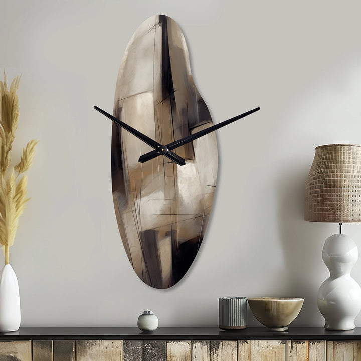 Painting Of Abstract Shapes IV - Asymmetric Metal Wall Clock
