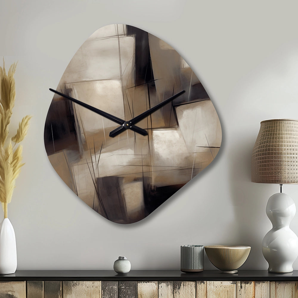 Painting Of Abstract Shapes IV - Asymmetric Metal Wall Clock