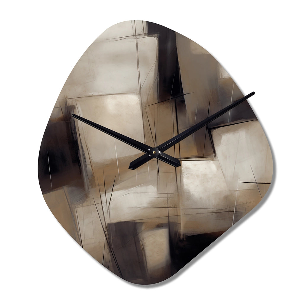 Painting Of Abstract Shapes IV - Asymmetric Metal Wall Clock