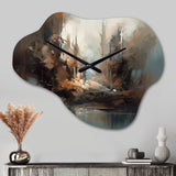 Abstract Delicate Brushstroke Painting V - Asymmetric Metal Wall Clock