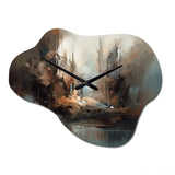 Abstract Delicate Brushstroke Painting V - Asymmetric Metal Wall Clock