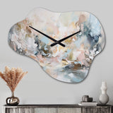 Delicate Brushstrokes Abstract Painting IV - Asymmetric Metal Wall Clock