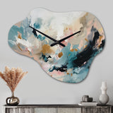 Delicate Brushstrokes Abstract Painting V - Asymmetric Metal Wall Clock