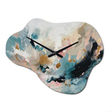 Delicate Brushstrokes Abstract Painting V - Asymmetric Metal Wall Clock