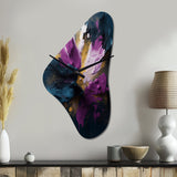 Purple And Blue Realities On Canvas I - Asymmetric Metal Wall Clock