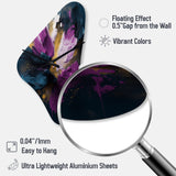 Purple And Blue Realities On Canvas I - Asymmetric Metal Wall Clock