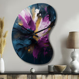 Purple And Blue Realities On Canvas I - Asymmetric Metal Wall Clock