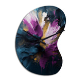 Purple And Blue Realities On Canvas I - Asymmetric Metal Wall Clock