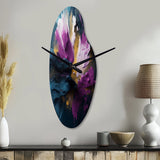 Purple And Blue Realities On Canvas I - Asymmetric Metal Wall Clock