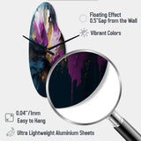 Purple And Blue Realities On Canvas I - Asymmetric Metal Wall Clock