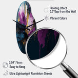 Purple And Blue Realities On Canvas I - Asymmetric Metal Wall Clock