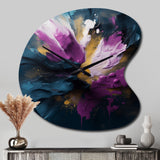 Purple And Blue Realities On Canvas I - Asymmetric Metal Wall Clock