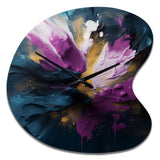 Purple And Blue Realities On Canvas I - Asymmetric Metal Wall Clock