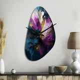 Purple And Blue Realities On Canvas I - Asymmetric Metal Wall Clock