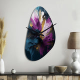 Purple And Blue Realities On Canvas I - Asymmetric Metal Wall Clock