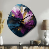 Purple And Blue Realities On Canvas I - Asymmetric Metal Wall Clock