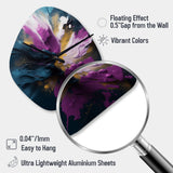 Purple And Blue Realities On Canvas I - Asymmetric Metal Wall Clock